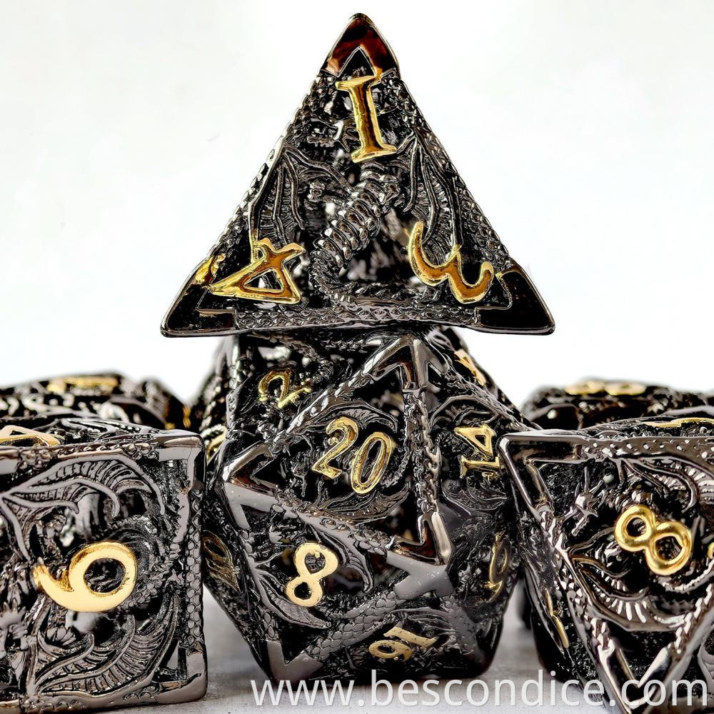 Black Nickle Dragon Metal Dice